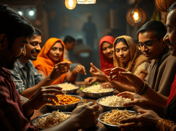 Eating with bare hands